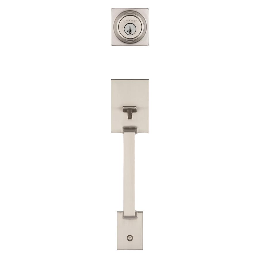 Kwikset Amadorフロントドアロックハンドルとデッドボルトセット、エントリーハンドルセット外装、ケーシーリバーシブルレバー付き、サテンニッケル、耐ピックス_4