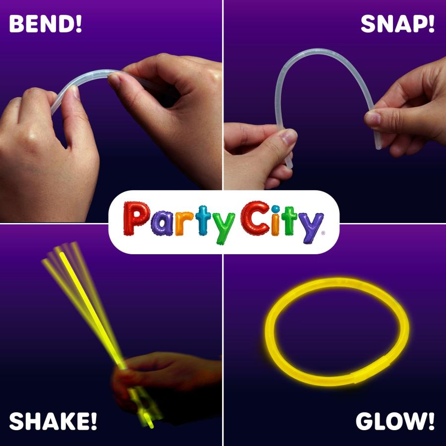 Party City (パーティーシティ) 500本入り バルクパーティーパック 8インチ - 暗闇で光るネオンパーティー用品 グロースティック コネクターブレスレット＆ネッの画像