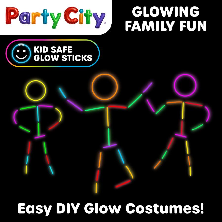 Party City (パーティーシティ) 500本入り バルクパーティーパック 8インチ - 暗闇で光るネオンパーティー用品 グロースティック コネクターブレスレット＆ネッの画像