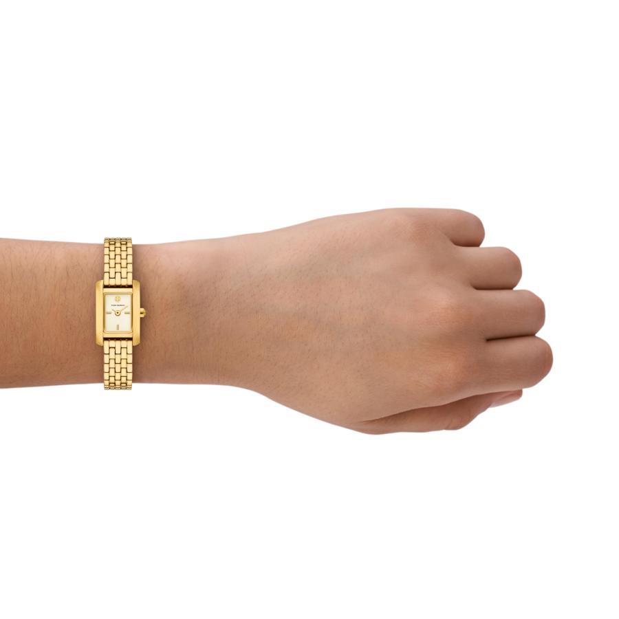 Tory Burch レディースエレノアミニダブルラップステンレススチールブレスレットウォッチ, ゴールド/アイボリー, ブレスレットの画像