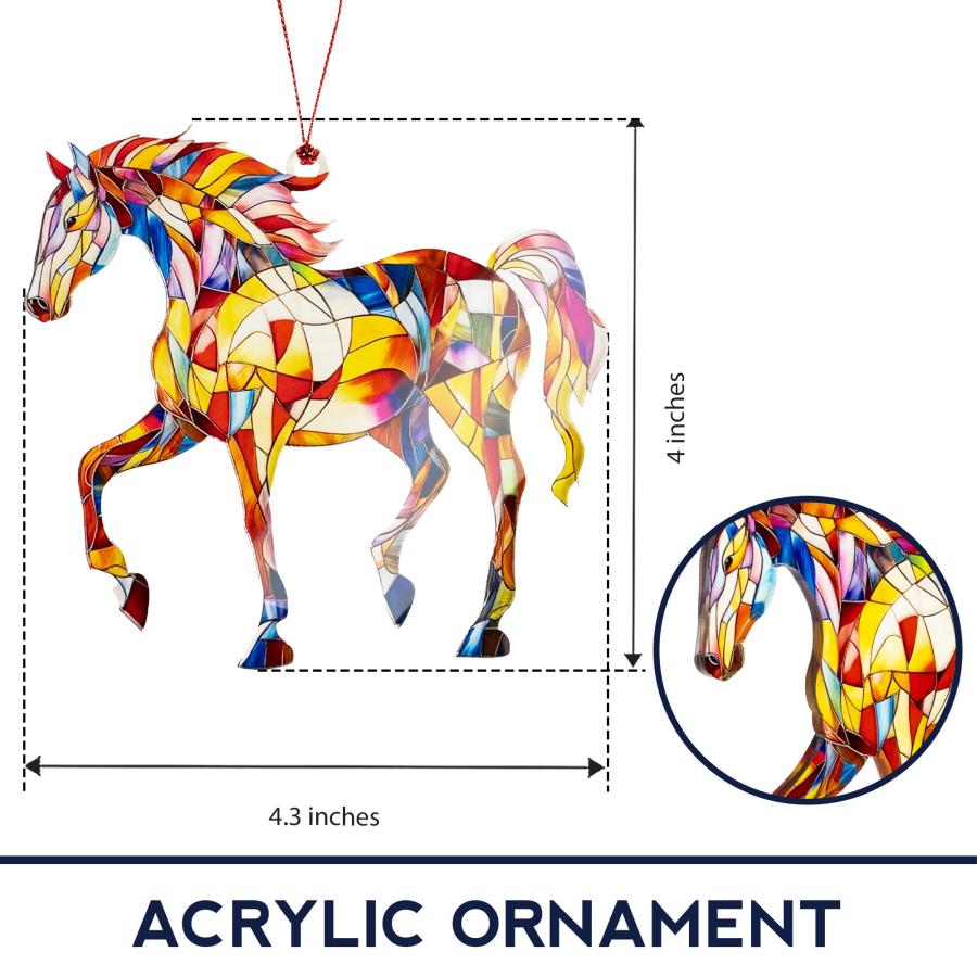 Christmas Ornaments 2026， Horse Ornament with Colorful Design， Horse Ornament for Christmas Tree， for Animal Lovers， Gifts for Horse Lovers， Artistic