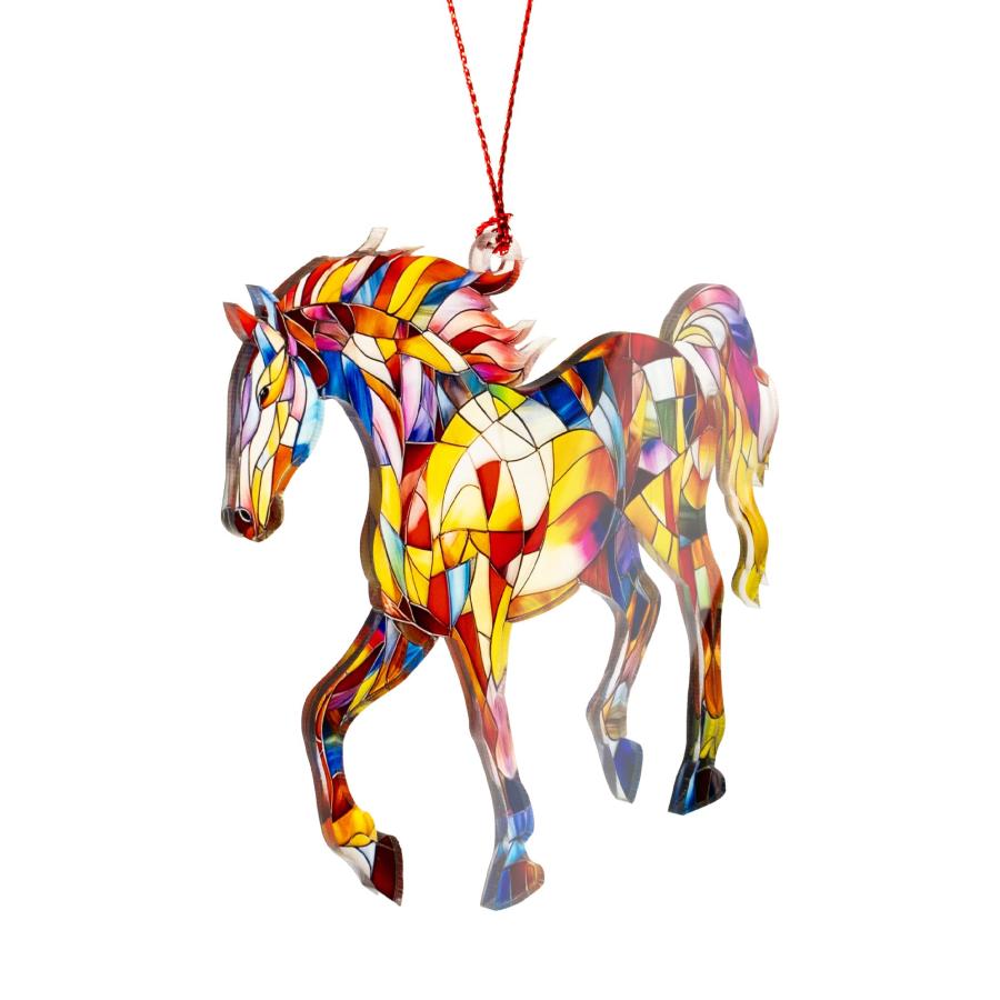 Christmas Ornaments 2026， Horse Ornament with Colorful Design， Horse Ornament for Christmas Tree， for Animal Lovers， Gifts for Horse Lovers， Artistic