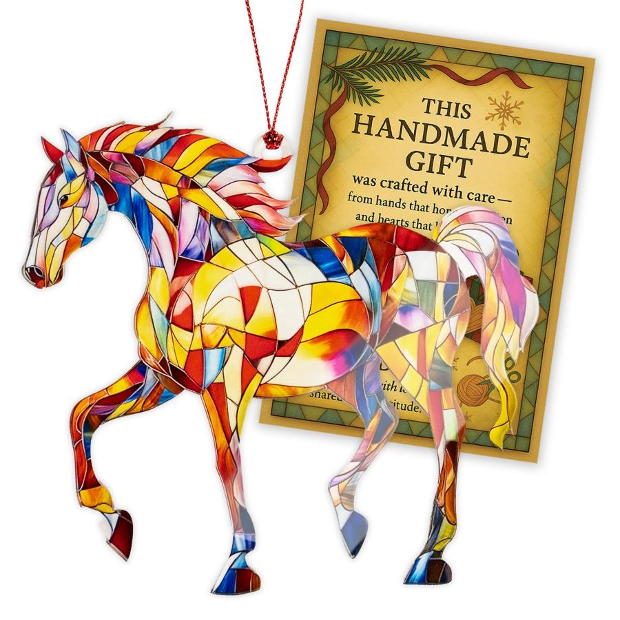 Christmas Ornaments 2026， Horse Ornament with Colorful Design， Horse Ornament for Christmas Tree， for Animal Lovers， Gifts for Horse Lovers， Artistic