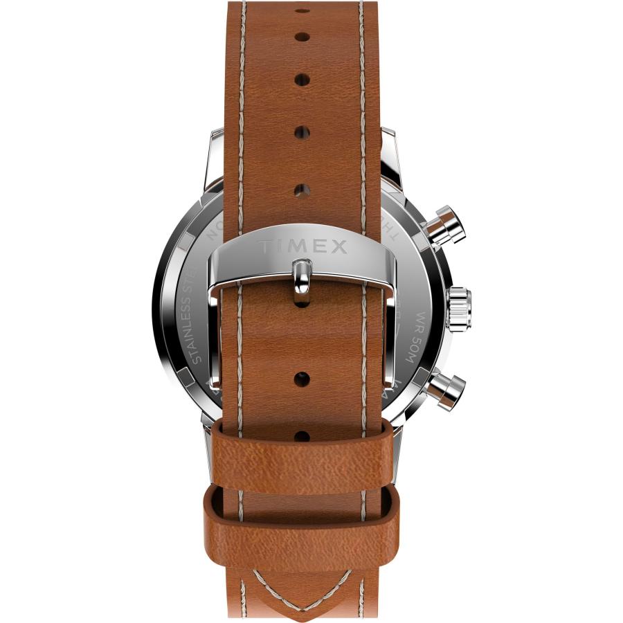 Timex マーリン 40mm メンズ腕時計 TW2W99100VQ クロノグラフ タキメーター ブラウンストラップ グリーンダイヤルの画像