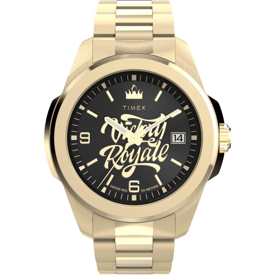 Timex Men's Fortnite Essex 45mm Watch - Gold-Tone Bracelet Black Dial Gold-Tone Case
