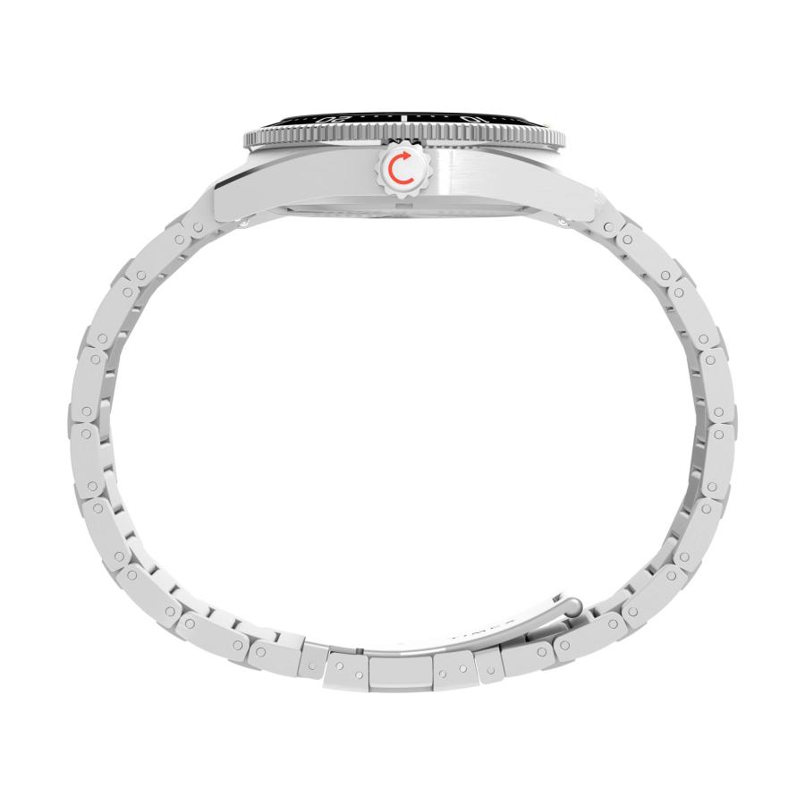 Timex ディープウォーター リーフ 41mm メンズ腕時計 ステンレススチールリンクブレスレット ブラックダイヤル 防水設計の画像