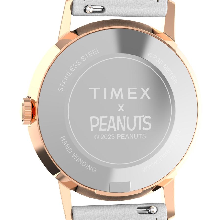 Timex レディース ピーナッツ マーリン 34mm 腕時計 - ホワイトストラップ その他の文字盤 ローズゴールド調ケースの画像