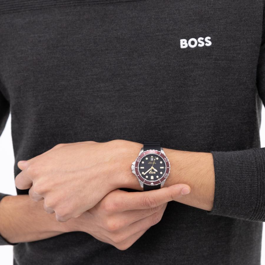 BOSS Men's Troper Sport Watch, Black Silicone Strap 5B Modern, Stylish Timepiece - Gift for Him 42mmの画像