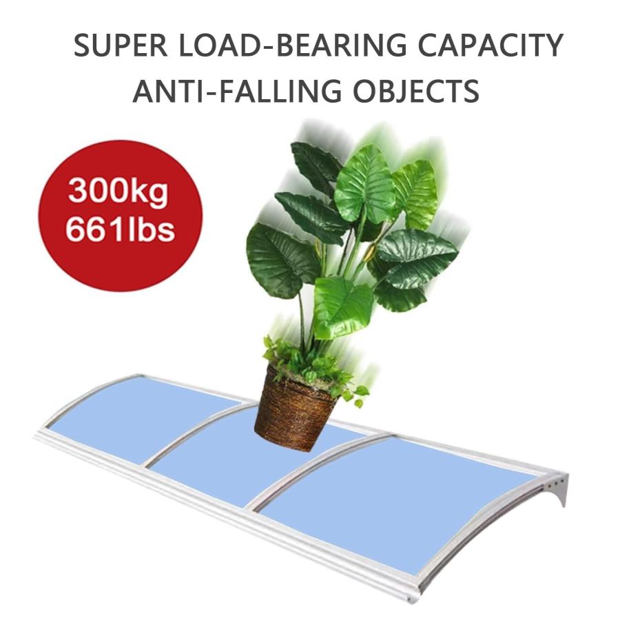 ASDQWER Curved Roofing Canopies，Polycarbonate Cover ，Awning for Door Entrance,Door Awnings Exterior，Outdoor Front Door Patio UV/Rain/Snow Protectio_6