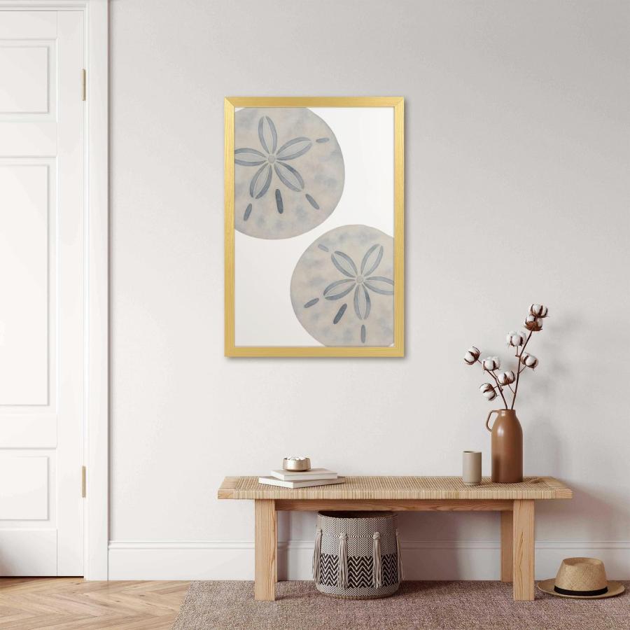 Framed Canvas Wall Art Abstract Vintage Sand Dollar Minimalist Watercolor Marine Life Prints Poster Modern Artwork Bedroom Decor Room Aesthetic Wall Dの画像