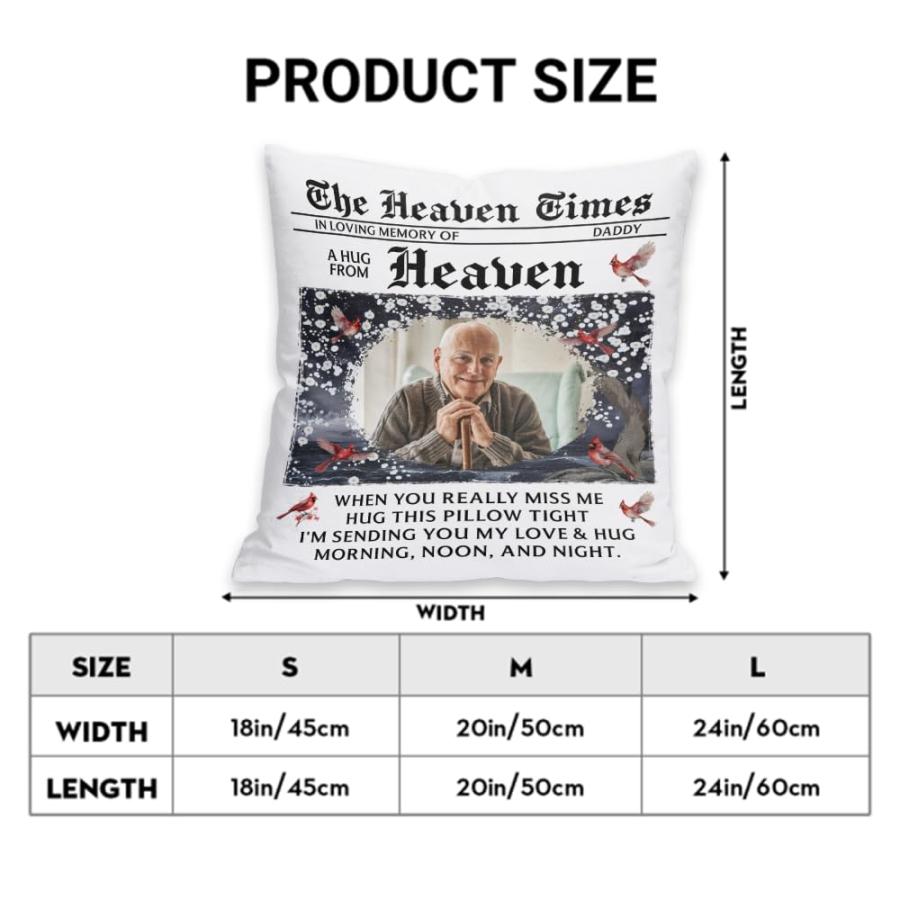ENCYCOM Personalized A Hug from Heaven Pillow, Sympathy Gift for Loss of Loved Ones, Bereavement Remembrance Gifts, Custom Memorial Pillows with Pictuの画像