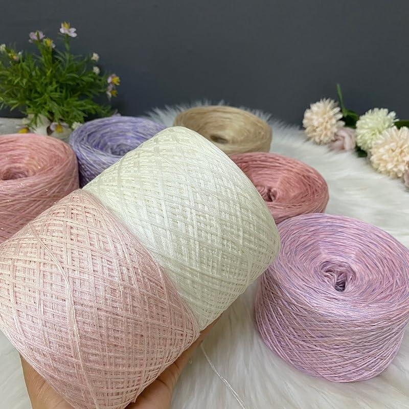 1pc Pure Cotton Silk Lace Yarn - Cool Hand Knitted Summer Hook Needle Awl Skirt Wool Ball Soft Fabric for Clothing(Pink Blue)_1