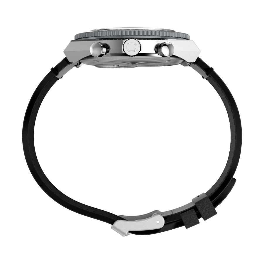 Timex Q 40mm メンズ腕時計 ブラックストラップ ブラックダイヤル ステンレススチールケース オールブラックの画像