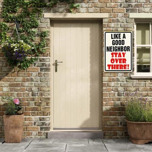Soliyoahee 「Like A Good Neighbor Stay Over There」アルミサイン 約14×20cm 取付穴付き 屋内外対応の画像