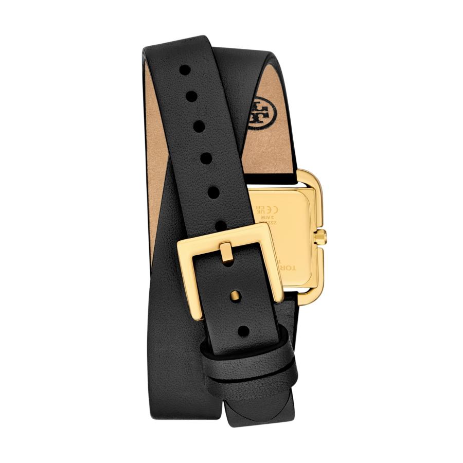Tory Burch レディーススモールキラダブルラップステンレススチールとレザーウォッチ(モデル:TBW6026)の画像