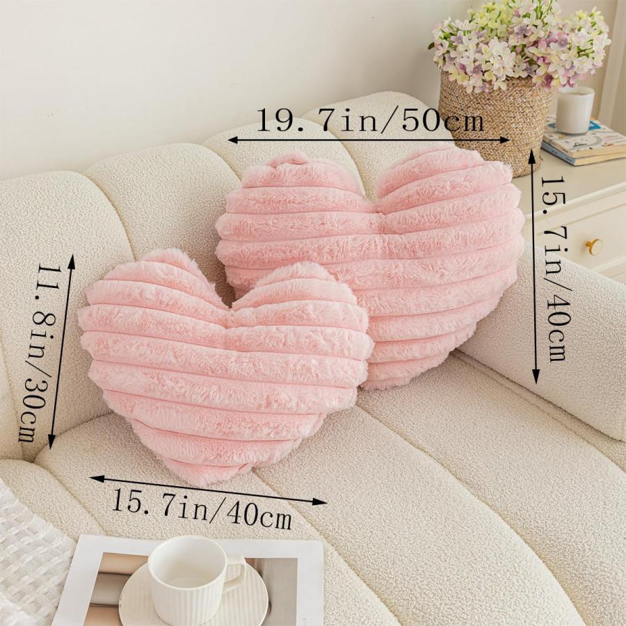 Ukadou Heart Shaped Pillow Decorative Throw Pillows for Couch Bed Soft Faux Rabbit Fur Heart Pillow Fluffy Plush Love Cushions for Valentines Day Wedd_5