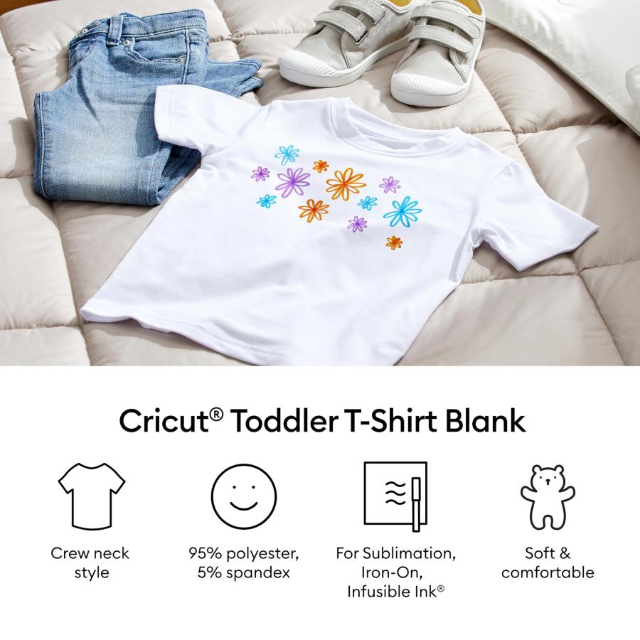 Cricut ユース Tシャツ ブランク、クルーネック - S (6-7) - DIY カスタム Tシャツ - Infusible Ink 転写シート、ペン、マーカー、昇華