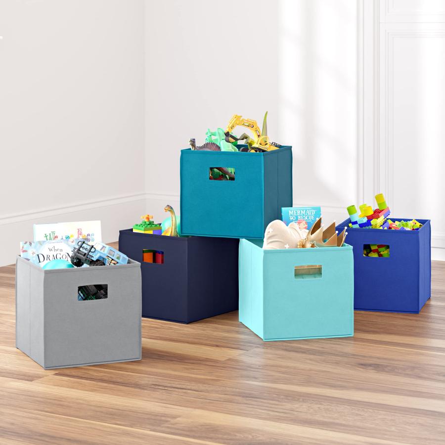 RiverRidge Folding Storage Bins with Handles Aqua Cube Storage Organizer for Closet, Bedroom ＆ Playroom - Closet Organizers and Storage Set of 4_4
