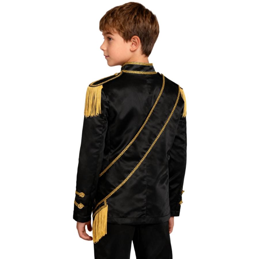 RUNQHUI Kids Boys Prince Costume Tops Long Sleeve Zipper Military Drummer Uniform Majorette Jackets Black 10 Yearsの画像