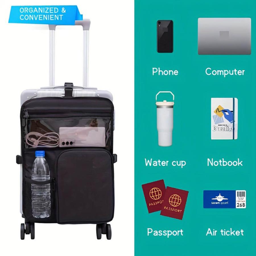 Compact Travel Storage Bag Extendable Luggage Planner with Traveldocument Pocket Water Immune Polyamide for Business Vacation Use Extendable Packagingの画像