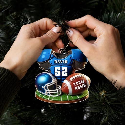 名入れ フットボール アクリルオーナメント 2025 名前・背番号・チームカスタム クリスマスツリー飾り スポーツギフト_6