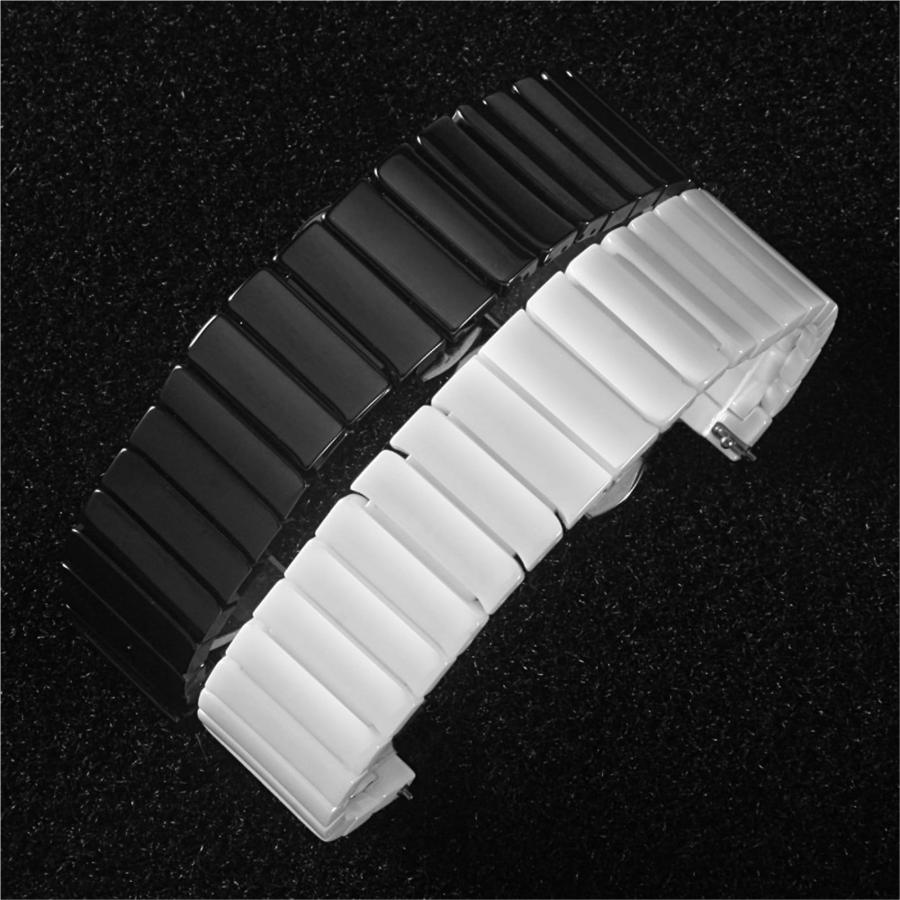 セラミックバンド 22mm ブラック クイックリリース ステンレスDバックル 長さ調整可 汎用 腕時計 ベルトの画像