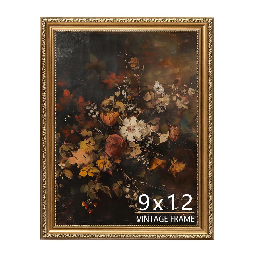 9x12インチの写真フレーム、ヴィンテージブロンズゴールド写真フレーム
