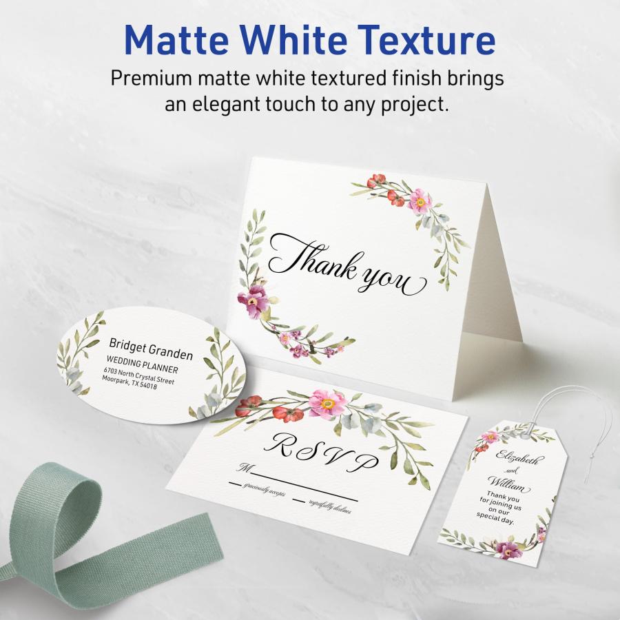 Avery Printable Rectangle Quarter Fold Greeting Cards， 4.25" x 5.5"， Textured Matte White， Laser ＆ Inkjet Compatible， 50 Total， Great for Product Bra_2