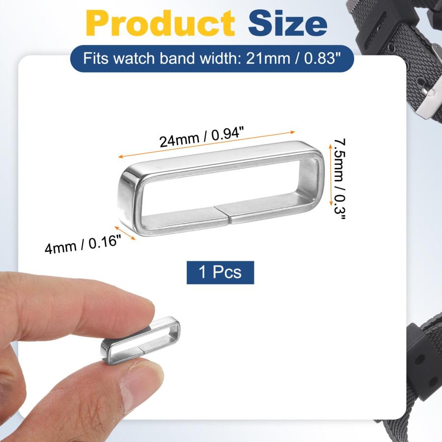 HARFINGTON メタル腕時計バンドループ 21mm 交換用ストラップホルダーリテーナー ステンレス製 リストバンド用_1