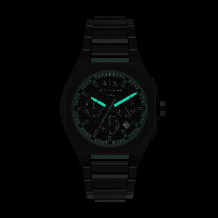 Armani Exchange AX4294 メンズ Sync クロノグラフ ブラックステンレスウォッチ NYCマップ文字盤の画像