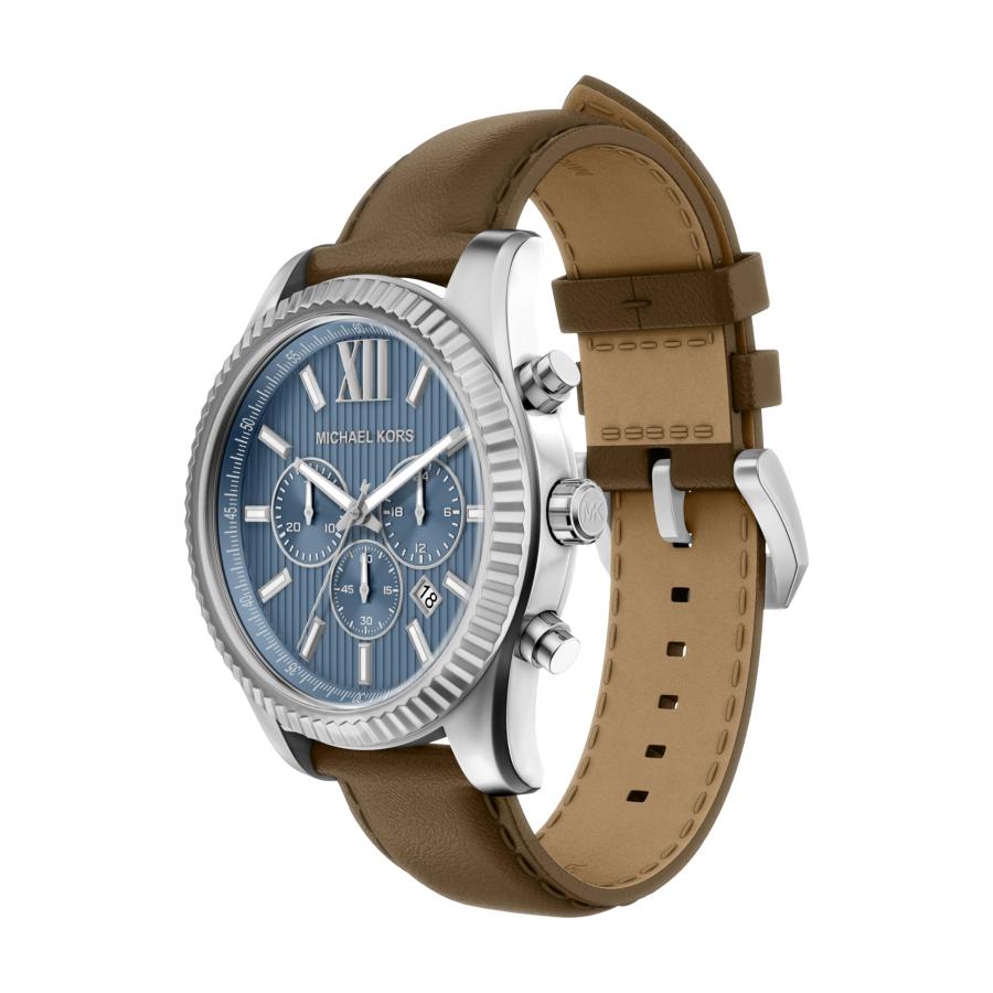 Michael Kors Men's Lexington Chronograph Brown Leather Watch (Model: MK9258)の画像