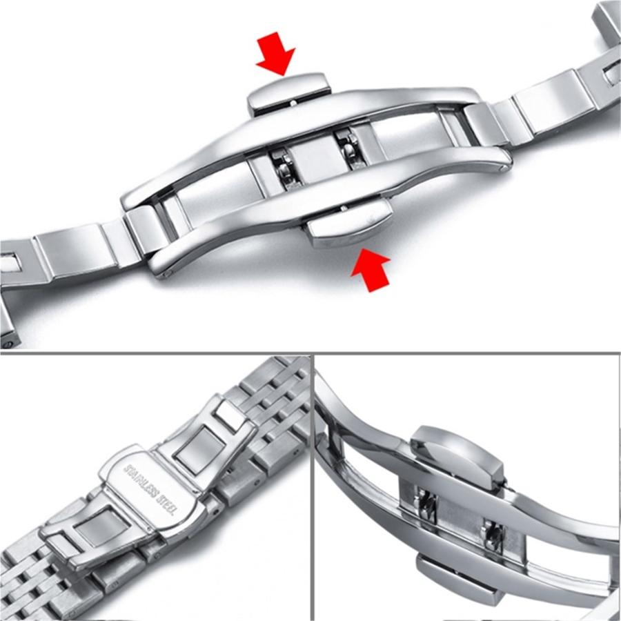 RBGDLPDFVN ステンレス腕時計ベルト 12〜22mm ユニセックス スマートウォッチ用 交換バンド（ブラック/20mm）の画像