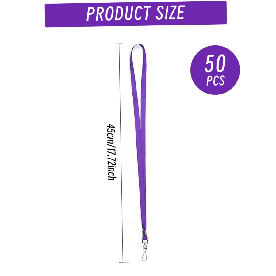 Teacher Lanyard|Lanyards for ID Badges/Keys 50Pcs 18 Inch Unisex Purple Lanayrd with Clips Smooth ＆ Soft Replacement Polyester Lanyard for Work Placeの画像