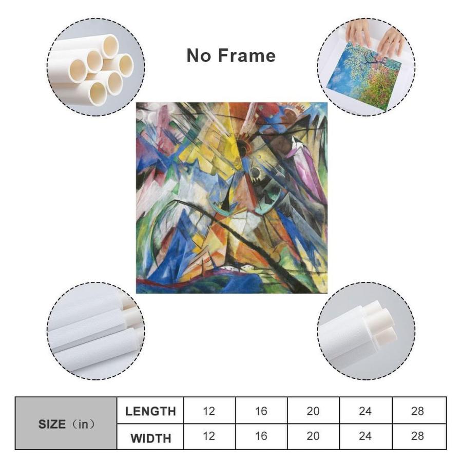 The Blue Rider Franz Marc Painter Tyrol Animal Poster Cool Artworks Painting Wall Art Canvas Prints Hanging Picture Home Decor 12x12inch(30x30cm)の画像