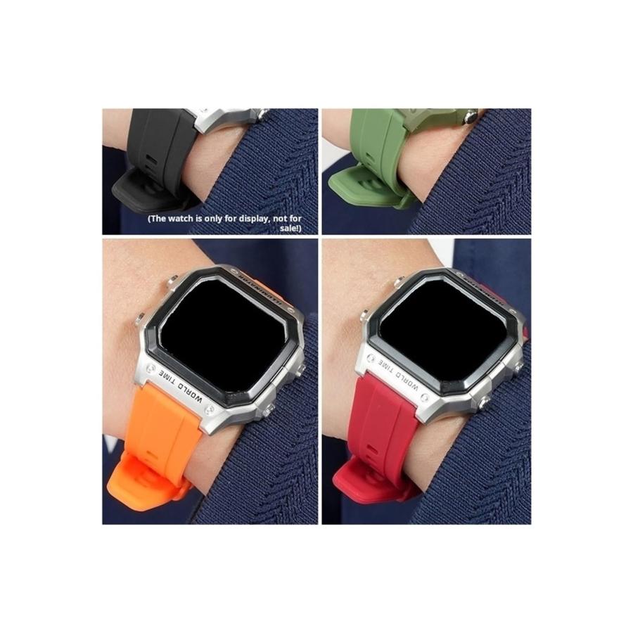 Casio AE-1200/AE-1300/A158/A159/SGW-300/SGW-400/W218H対応 18mm シリコン腕時計バンド（ダークレッド・スチール）の画像