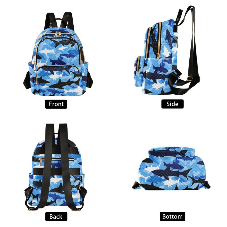 Tatenale Marine Bright Sky Blue Shark Laptop Backpack Women Travel Work Womens Backpack with Large Capacity Quilted College Bags Casual Daypack Fashioの画像