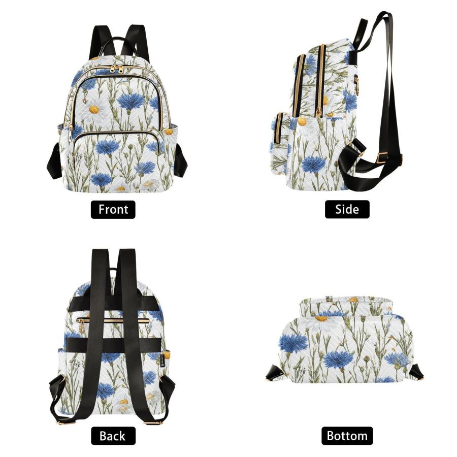 Tatenale Blue and White Daisy03 Laptop Backpack Women Travel Work Womens Backpack with Large Capacity Quilted College Bags Casual Daypack Fashion03の画像