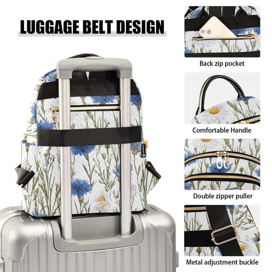 Tatenale Blue and White Daisy03 Laptop Backpack Women Travel Work Womens Backpack with Large Capacity Quilted College Bags Casual Daypack Fashion03の画像
