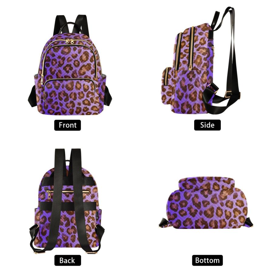 Tatenale Purple Brown Gradient Leopard Print Laptop Backpack Women Travel Work Womens Backpack with Large Capacity Quilted College Bags Casual Daypackの画像
