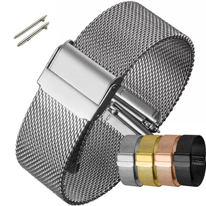 18mm ローズゴールド ミラネーゼループ ステンレスメッシュ腕時計バンド クイックリリース ユニバーサルの画像