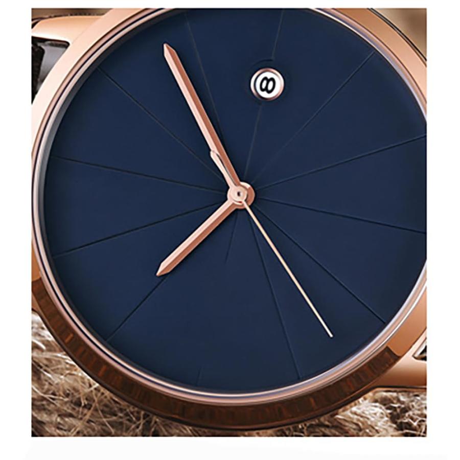 VILKFY Mens Watches Minimalist Fashion Casual Analog Automatic Mechanical Date Watch Waterproof Simple Big Face Dress Wrist Leather Watch (Blue)の画像