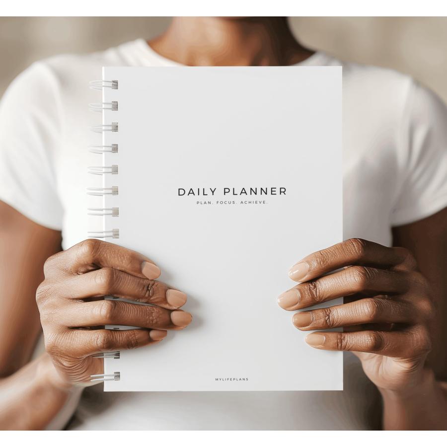 A5 Hourly Daily Planner Undated - 180 Pages with Schedule, Priorities, To Do, Mood Tracker, Weather ＆ Water Intake - Wire-O Spiral Bound (White, Hardの画像