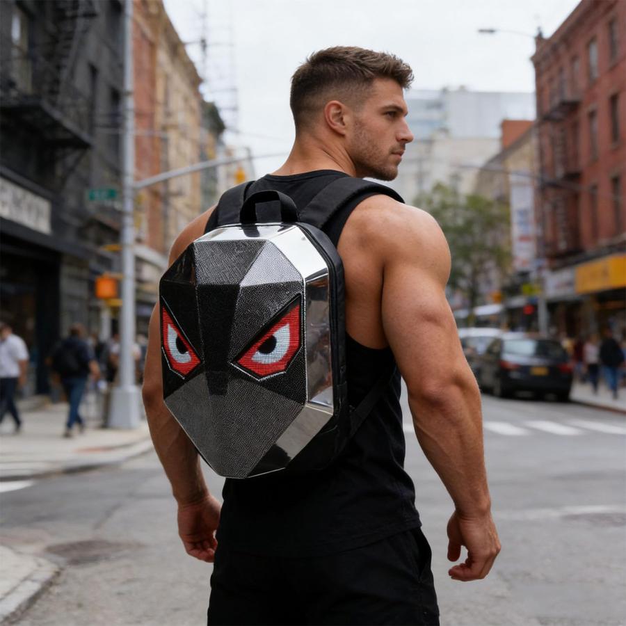 FTVOGUE LED Backpack, 3D Hard with 40x48 Full Color Screen for Text Animation Image Editing, Anti Theft Laptop Bag for Travel Cycling Gatheringsの画像