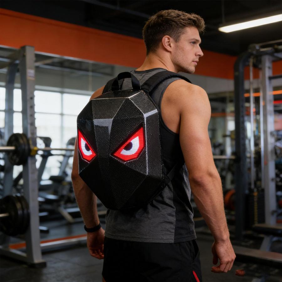 FTVOGUE LED Backpack, 3D Hard with 40x48 Full Color Screen for Text Animation Image Editing, Anti Theft Laptop Bag for Travel Cycling Gatheringsの画像