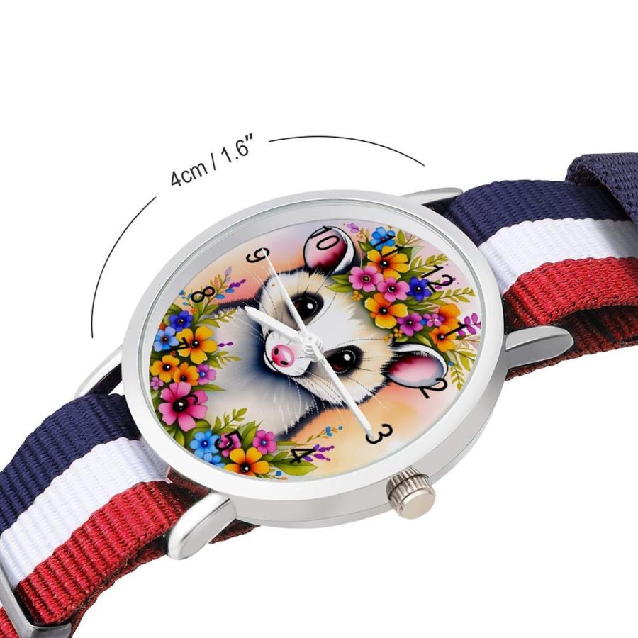 HTSAHKV Opossum with Garlands Watches for Men with Woven Strap Scale Dial, Lightweight Casual Fashion Watch, Durable Adjustable Band for Daily Wear 1.の画像