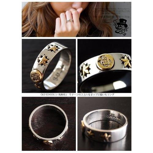 衝撃特価 School Old スカル 指輪 リング メンズ シルバーリング ブランド名 2pieces R0650 21 オールドスクール 21号 タトゥー 指輪