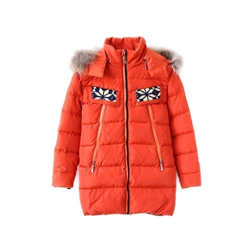 Hiheart ダウンコート キッズ ダウン 子供服 ベンチコート アウター ロング 防寒 長袖 秋冬 厚手 女の子 オレンジ