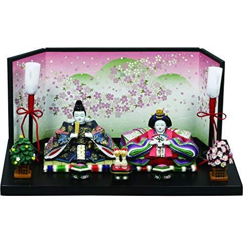 コンパクト 雛人形 ミニチュア 内裏雛若菜大道具付和紙屏風 