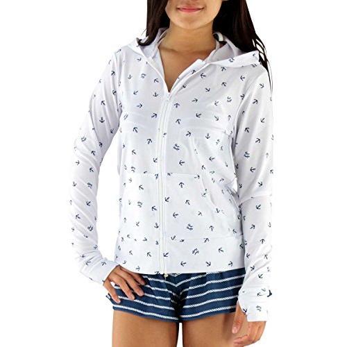 (オーシャンパシフィック) OCEAN PACIFIC レディース セット水着 三角ビキニ ラッシュガードショートパンツ付き ボーダー×イカリ柄 527814 WHT ホワイト 9