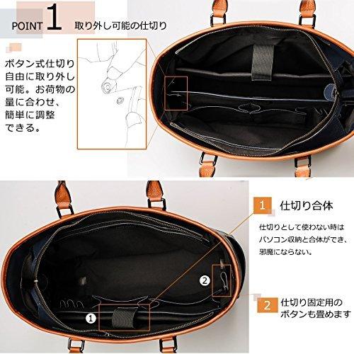 レットドリーム LETDREAM トートバッグ 本革 メンズ 通勤 ビジネスバッグ ldr01702 (ネイビー×ダークブラウン) 